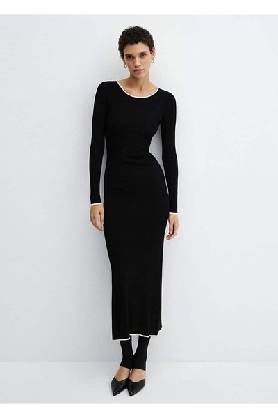 MANGO Woman Contrast embellished dress