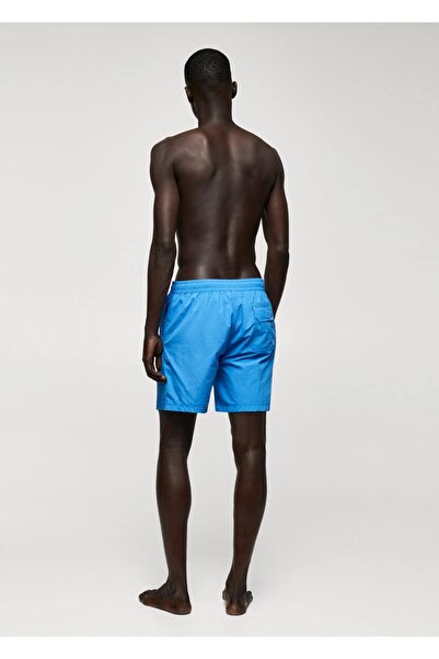 MANGO Man Bağcıklı desensiz şort mayo