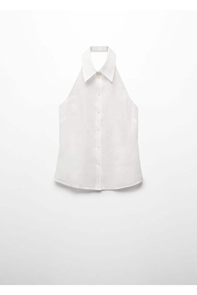 MANGO Woman Μπλούζα με λαιμόκοψη 100% λινό