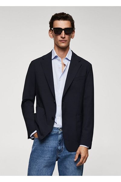 MANGO Man Slim Fit Blazerjacke aus Naturwolle