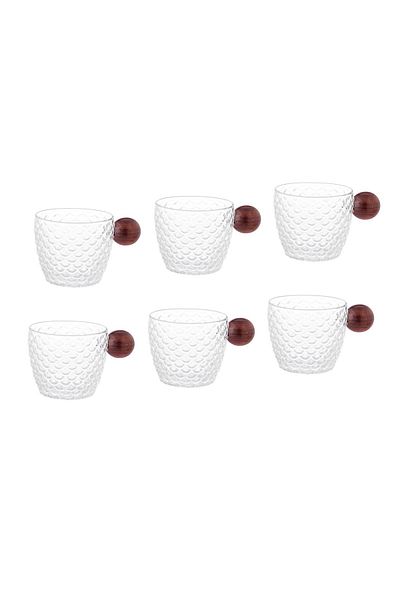 Dania A set of wooden coffee cups with a wooden handle, 6 pieces