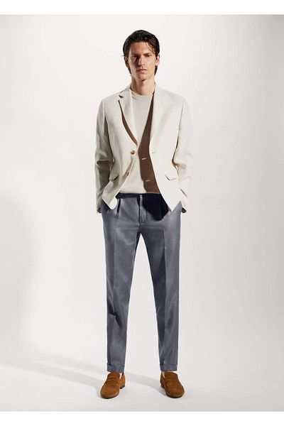 MANGO Man 100% linen regular fit trousers