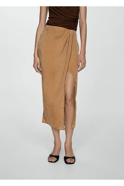 MANGO Woman Φούστα Lyocell με σκίσιμο