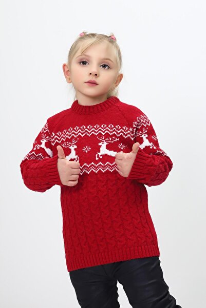 KURGAN TEKSTİL Pulover de tricotaj pentru fete cu tematică de Anul Nou