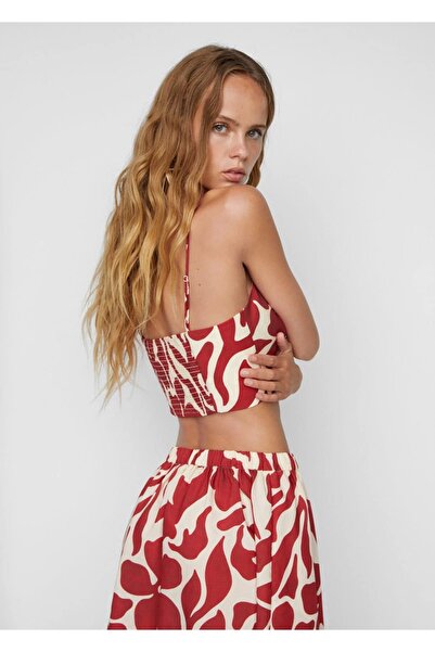 MANGO Woman Desenli Cropped Bluz