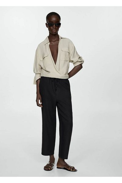 MANGO Woman Linen jogger pants