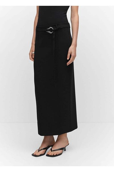 MANGO Woman Skirt with a slit with a medium waist