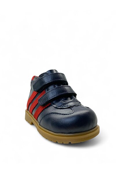 Tuğba Ortopedi 1912 Tam Ortopedik Hakiki Deri Erkek Bebek Lacivert/Kırmızı İçi Tüylü Korseli Bot