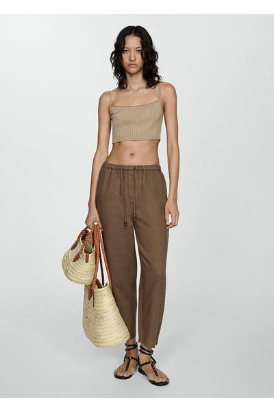MANGO Woman Plátěné jogger kalhoty