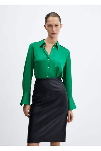 MANGO Woman Cămașă drapată din satin