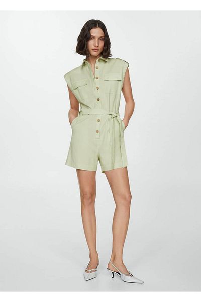 MANGO Woman Shorts Jumpsuit - Bow Detail