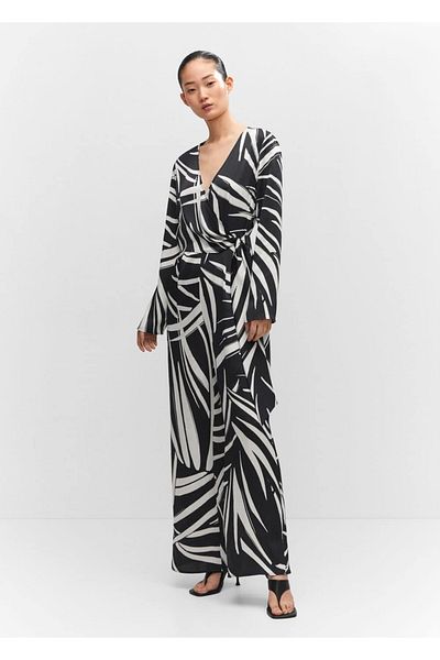 MANGO Woman Patterned wrapped jumpsuit