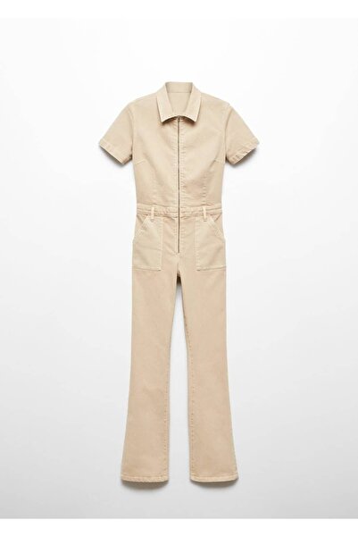 MANGO Woman Fermuarlı denim tulum