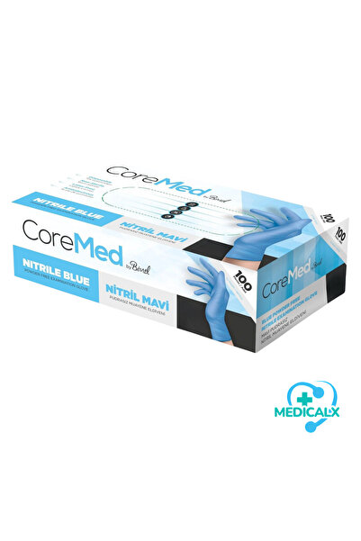 Medicalx Coremed Mavi Nitril Muayene Eldiveni Pudrasız 100’lü Paket - Small