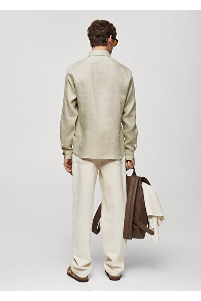 MANGO Man %100 Keten Regular Kesim Gömlek
