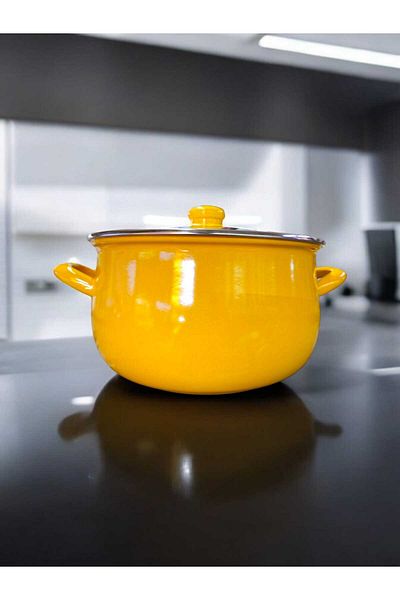 ALEV EMAYE 6 Liter Yellow Enamel Pot - 24 cm