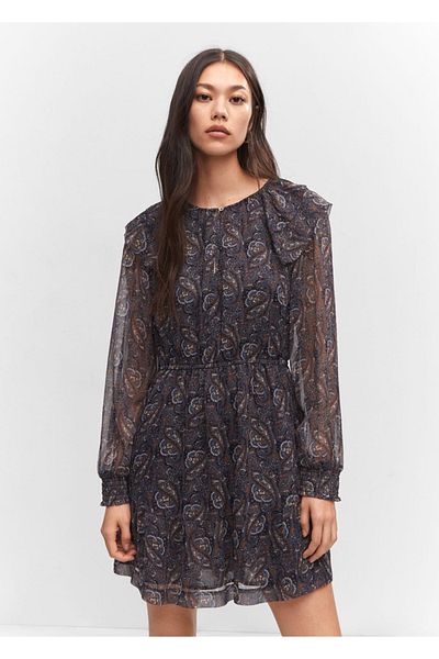 MANGO Woman Φόρεμα σιφόν με σχέδια