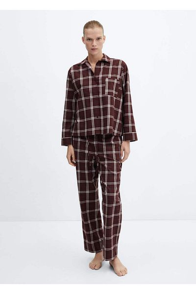 MANGO Woman Pyjamahemd aus Flanell mit Karomuster