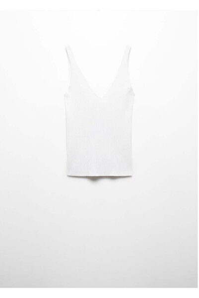 MANGO Woman Πλεκτή μπλούζα με λαιμόκοψη σε V