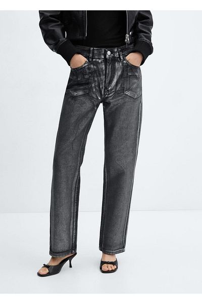 MANGO Woman Foiled Straight Jeans