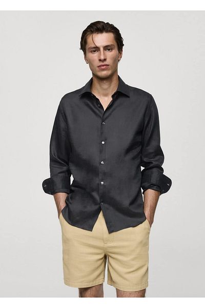 MANGO Man Hemd mit normaler Passform, 100 % Leinen