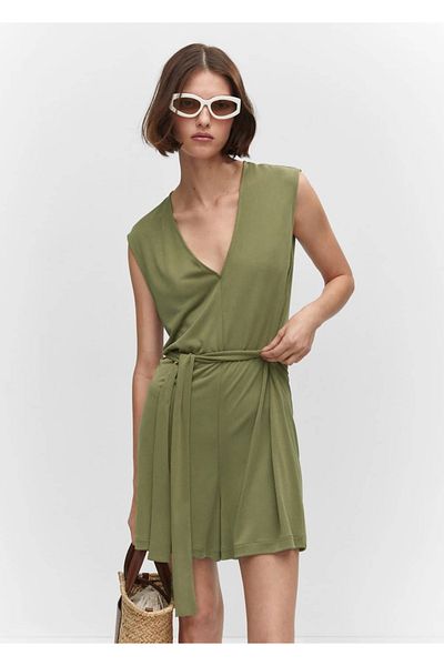 MANGO Woman Belted Modal Jumpsuit
