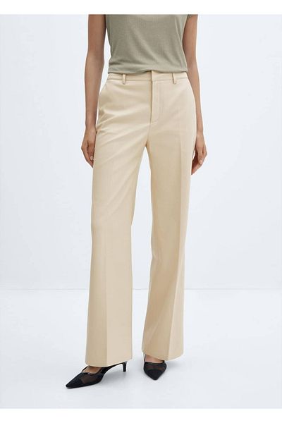 MANGO Woman Leather Look Wideleg Trousers