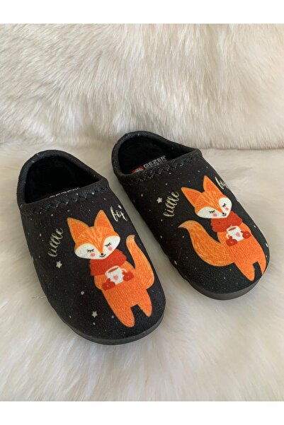 GEZER Μαύρες Πορτοκαλί Γυναικείες Χειμερινές Παντόφλες Σπιτιού