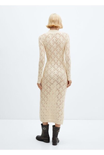MANGO Woman Ajur detaylı örgü elbise