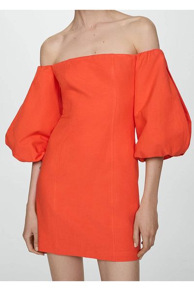MANGO Woman Balloon Sleeve Dress Design