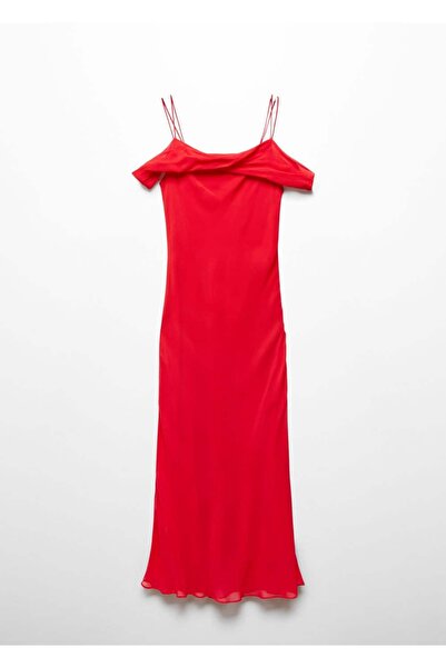 Mango Teen Omzu Açık Midi Elbise