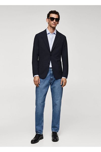 MANGO Man Slim Fit Blazerjacke aus Naturwolle