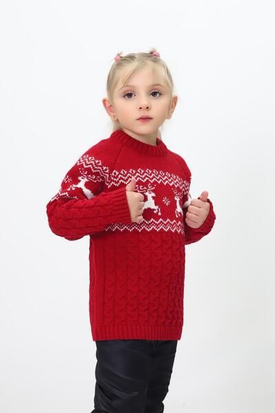 KURGAN TEKSTİL Pulover de tricotaj pentru fete cu tematică de Anul Nou