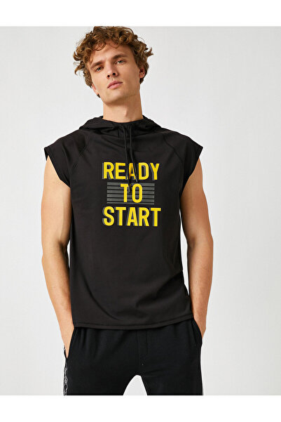 Koton Суичър с качулка с щампа с букви и къс ръкав