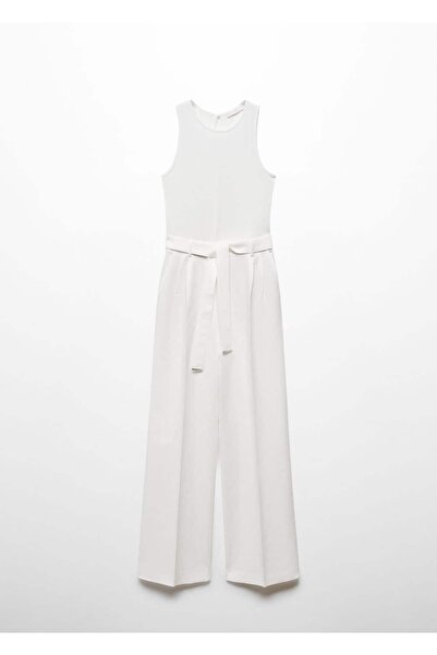 MANGO Woman Kontrast Renk Keten Tulum