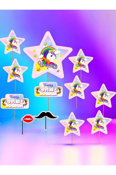 VibeHome 10 Unicorn Themed Speech Balloons - Compatible for Birthday Party and Fun Events
