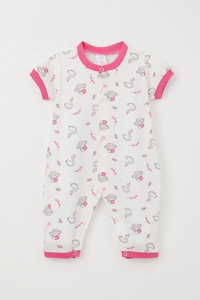 Breeze White Baby Girl Romper - Short Sleeve, Swan Print, 0-6 Months, Mushroom House Princess