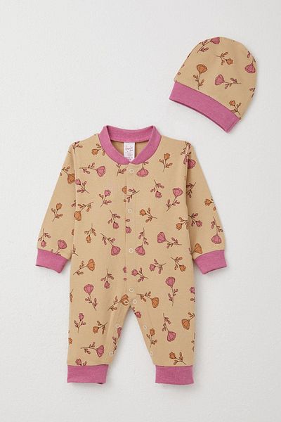 Breeze Baby Girl Romper Floral Print 0-6 Months, Light Brown