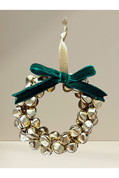 ZAP AKSESUAR Çan Süslemeli Çelenk Kapı Yılbaşı Süsü Kurdele Altın ve Gümüş Ça...