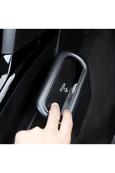 Eşya Dünyası Leak-Proof Black Car Trash Can with Lid - Durable Pp Material with Car Interior Easy Hanging Attachment