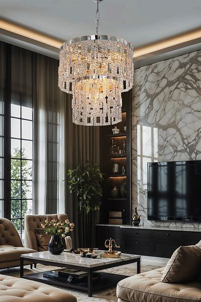 AG LightDesign White Crystal Pendant Lamp Chandelier Living Room Kitchen Corridor Bedroom Lamp