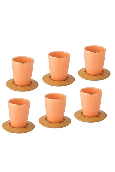 Dania A set of porcelain cups and wooden saucers for tea and espresso