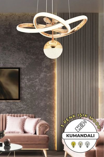 VENON Rita Controlled Modern Pendant Lamp Led Chandelier with 3 Color Dimmer Light - Living Room and Kitchen