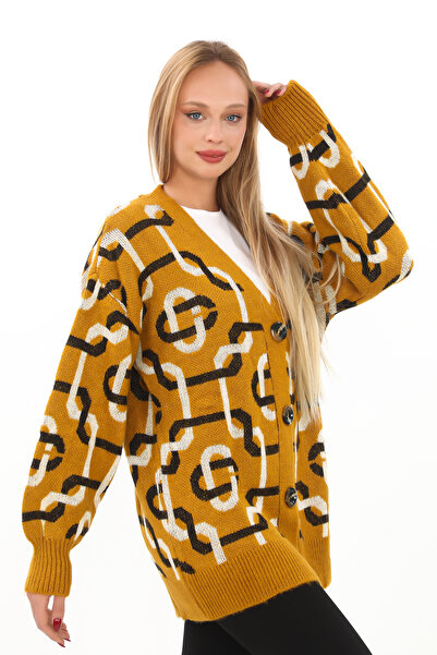 sportiness سترة صوفية محبوكة بأزرار كبيرة الحجم