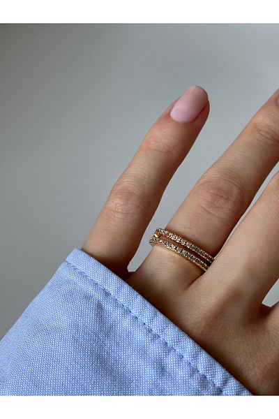 Ressia Double Row Zircon Stone Steel Ring