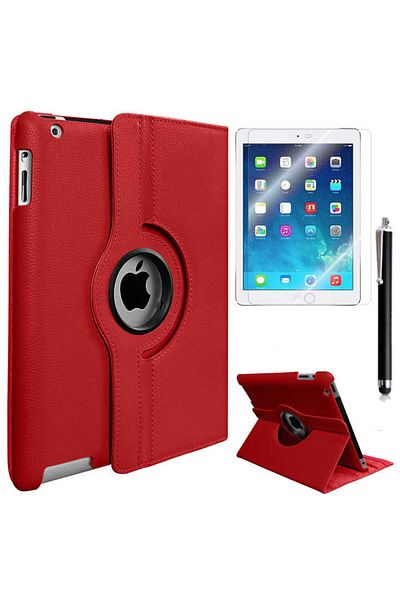 HTstore حافظة متوافقة مع iPad Mini 5 Zore مع حامل قابل للدوران باللون الأحمر