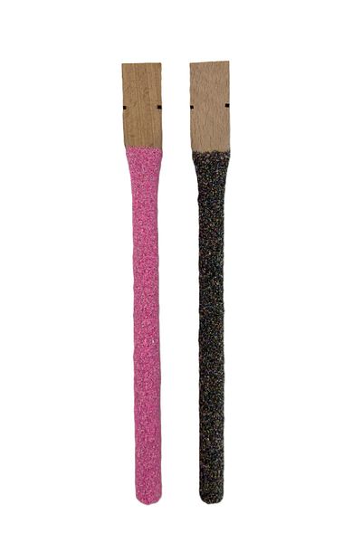 Wooden Bird 20 cm Wide Pink-Black Budgie Sand Perch Set of 2