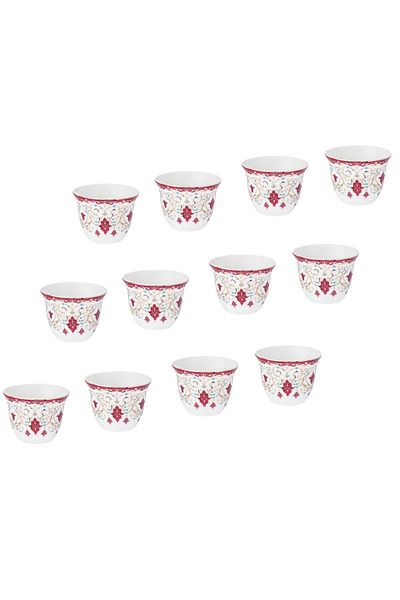 Dania 12 Piece Saudi Arabian Coffee Cups White Porcelain With Engraving