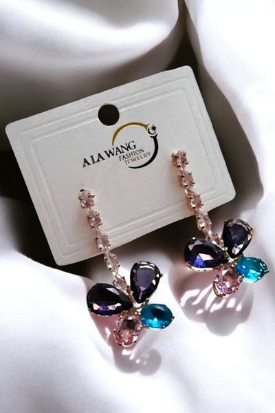 PETEK AKSESUAR 4 Cm Wide Pastel Rainbow - Zircon Stone Detailed Stylish Earrings