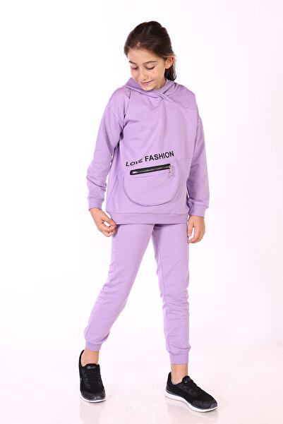 Toontoy Girl's Pocket Detailed Printed Tracksuit Set